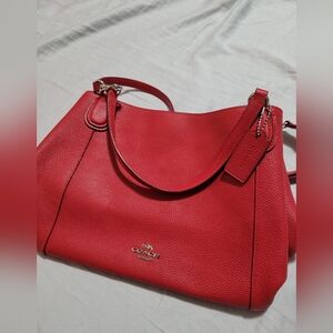 Red leather coach crossbody bag